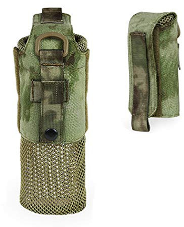 Pochette Molle pour bouteille d'eau, pliable, tactique militaire avec cordon de serrage ouvert, porte-bouteille en maille (FG)