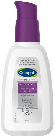 CETAPHIL Crema Hidratante Facial PRO OIL Control, para pieles grasas con tendencia acnéica, con protección solar FPS 30, 118ML