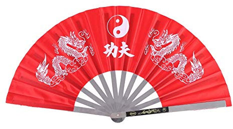 Éventail Aluminium Kung Fu,Tbest Tai Chi Fans,Éventail Metal,Ventilateur De Tai-Chi,Fan De Kung Fu Chinois Arts Martiaux Fan De Danse Se Pliant En Acier Inoxydable Yle Chinois Kung Fu Equipment(Rouge)