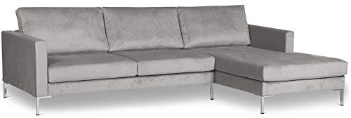 formart Emmett Ecksofa XL mit Recamiere Rechts Velours Samt, 293 x 155 x 75 cm