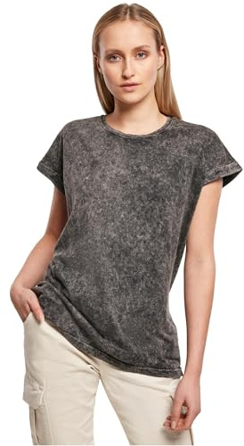 Build Your Brand Ladies Acid Washed Extended Shoulder Tee, Cooles Frauen T-Shirt mit überschnittenen Schultern in vielen Farben erhältlich, Größen XS -5XL