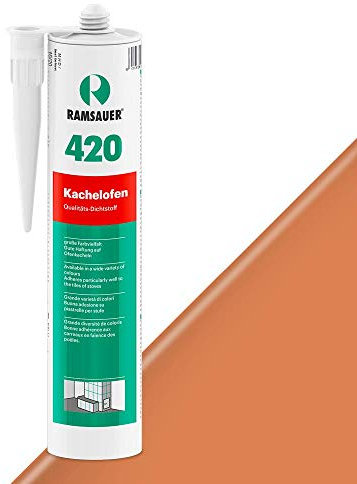RAMSAUER 420 Kachelofen (Zimt) - 310ml Kartusche, Verfugen von Kachelofen & Granitofenplatten, Anschlussfugen von Kachel (-Fliesen) zum Mauerwerk, Verfugung zwischen Kamineinsatz und Mauerwerk