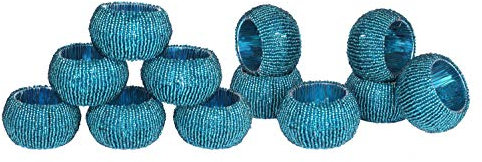 Blaugrün Serviettenring, Serviettenringe 12er Set, Perlen Serviettenhalter, Herbst Serviettenringe Bulk für Weihnachten Party Dekoration, Esstisch, Alltag,Stellen Sie Ihren Tisch mit Stil,Blaugrün