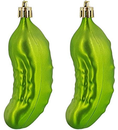 Weihnachtsbaumanhänger Weihnachtsgurke Saure Gurke - bruchsicher - Baumschmuck Weihnachten grün - hoch 11,5 cm - Festliche Weihnachtsdekoration (2 Stück)