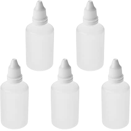 Othmro Plastic White Translucent Dropper Bottle, 50ml Small Mouth Drop Bottles Empty Squeezable Eye Liquid Dropper Bottle 5pcs