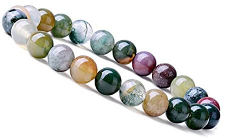 Emilys Gems Kraft - Power - Chakra Armbänder | Dehnbar | 8mm Naturstein - Für Ihr Wohlbefinden - Moosachat
