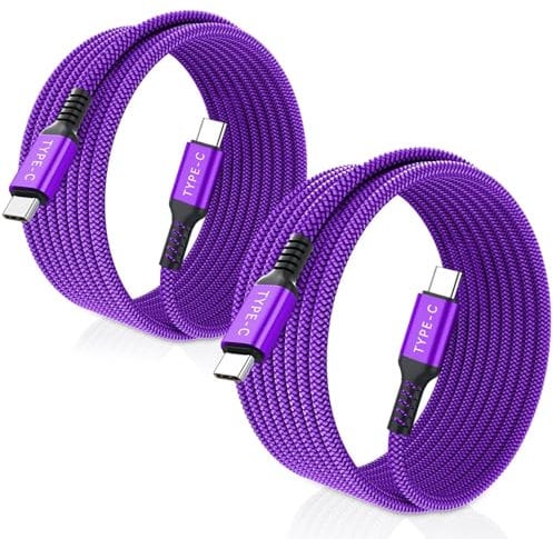 Basesailor Cable USB Tipo C a C 100W 3M 2-Pack,Cable Cargador Carga Rápida PD para iPhone 16 15,MacBook,iPad Pro 10th Air 4 4th 5th 5 Mini 6th Gen,Galaxy A53 A54 A72 A73 A33 A34,S23 S25 S24 Ultra,Tab