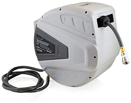 BITUXX® Druckluft Schlauchtrommel automatik Druckluft Schlauchaufroller 1/4 Zoll Anschluss Automatik Schlauchaufroller für Wandmontage (30m / 30 Meter)