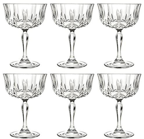 Barski Champagne Glasses - Flute - Saucer - Belle Coupe - Set of 6 Glasses - Glass - Beautifully Designed - Each Glass is 8.25 oz Made in Europe