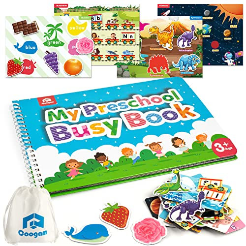 Coogam Magnetisches Buch für Vorschule, 9 Themen-Aufkleber, sensorisches Spielzeug, Feinmotorik, Lernbuch, leises Buch, Montessori-Spielzeug für Kinder, Kleinkinder, Zuhause, Kindergarten