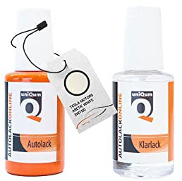 uniQum Autolack Stift + Klarlack im Vorteilsset TESLA MOTORS ARCTIC WHITE 3WT00 Autolack Reparatur 2 x 30 ml | insgesamt 60 ml