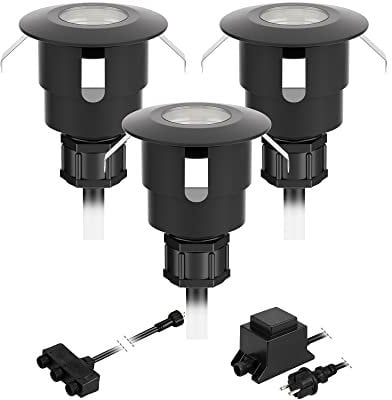 ledscom.de LED Bodeneinbauleuchte ATRIA für außen, IP65, schwarz, rund, 40mm Ø, warmweiß 3er Set