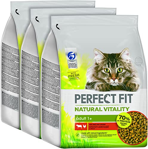 PERFECT FIT™ Katze Beutel Natural Vitality Adult 1+ mit Rind und Huhn 3 x 2,4kg
