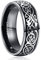 NUNCAD Wolfram Ringe Schwarz Ring für Herren mit Drachenmuster Dreidimensional Edelstahl 8mm Verlobungsring Größe 62 (19.7)
