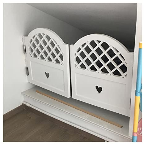 BOCbco Swinging Cafe Doors, Solid Wood Half Door for Kitchen Dinning Room Bar Bathroom, Outdoor Garden Fence Gate with Metal Hinge, Auto Close, Customizable/White/95 * 85Cm