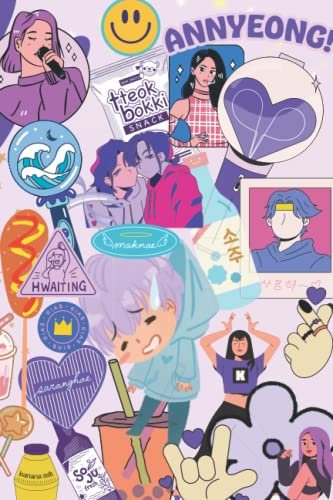 Purple K-pop Inspired Notebook: Sticker style notebook great for Kpop Stans