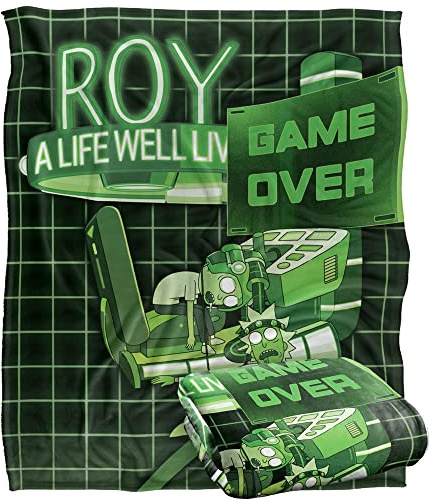 RICK AND MORTY Blanket, 152 x 127 cm Roy Game Over Silky Touch Super Soft Throw Blanket