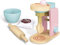 Leomark Miscelatore in legno per bambini, mixer in legno, giocattolo educativo in colore pastello, mattarello e ciotola in legno inclusi, divertimento in cucina,