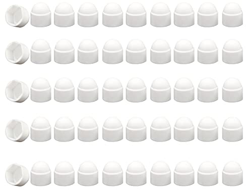 Lot de 50 cache-écrous hexagonaux de 17 mm, capuchons de protection en plastique pour boulons, écrous hexagonaux, sans filetage, (blanc M10 x 17 x 20,5)