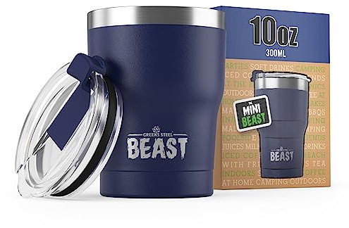Greens Steel BEAST Termo Café para Llevar - 300ml I Azul Rey I Taza Térmica de Acero Inoxidable Reusable I Taza Viajera de Doble Pared al Vacío