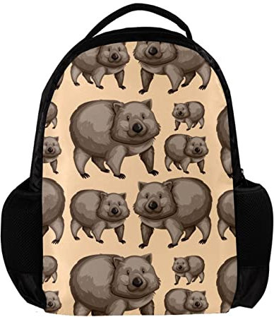 Personalisierter Rucksack für Damen und Herren, niedliche Wombats, Tiere, Schule, Reisen, Arbeit, Rucksack, Mehrfarbig, 27.5x13x40cm, Rucksack Rucksäcke