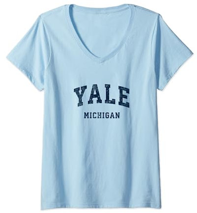 Yale Michigan MI Sportdesign im Vintage-Stil T-Shirt mit V-Ausschnitt