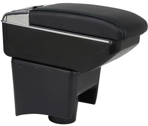 OYHCM Armlehnen für VW Polo Mk5 6R (2010-2018) Mittelarmlehne Armauflage Zweilagige Armlehne Staufach Schwarz