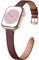 CeMiKa Schlankes Lederarmband Kompatibel mit Apple Watch Armband 38mm 40mm 41mm 42mm, Echtes dünnes Leder Ersatzband für Apple Watch SE/iWatch Series 10 9 8 7 6 5 4 3 2 1, Frauen Männer, Weinrot