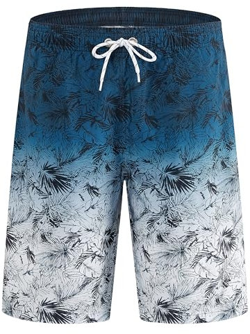 APTRO Maillot Short de Bain Homme Piscine Séchage Rapide Surf l'été Hawaïen Short de Plage Imprimé Bleu Graduel MK307 S