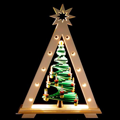 Erzgebirge Palast Spielwarenmacher Günther Lichterspitze mit Stufenbaum - 36x47,5 cm