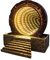 Harz Ornament Spiegel Vintage Zeit Tunnel Leuchtende Beleuchtung Spiegel Modellierung 3D Nachtlicht LED für Zuhause (Earth Yellow, One Size)