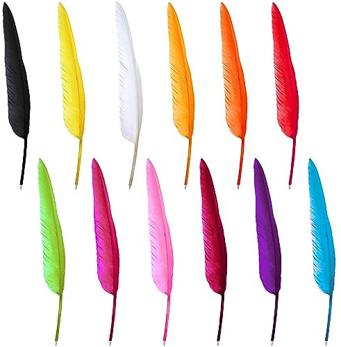 BANBAN 12PCS Elegant Goose Feather Ballpoint Pen - Mixed Color