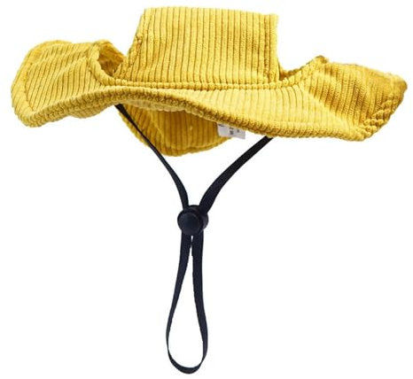 Folpus Outdoor-Hut, Welpen-Sonnenhut für kleine, mittelgroße und große Hunde, atmungsaktive Sommer-Hundekappe, süßer Haustier-Eimerhut für sportliche, XL Gelb