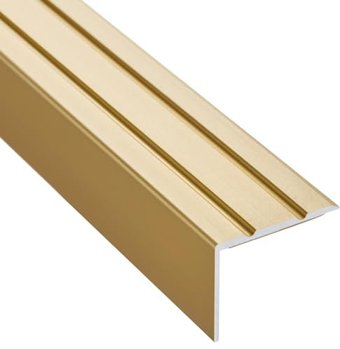 SOTECH 5 Stück Treppenprofil 1000 x 25 x 18 mm, selbstklebend, messing eloxiert, Treppen-Profil aus Aluminium für Laminat, Fliesen, Parkett uvm.