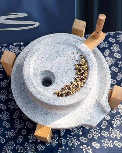 Macina Grano Pietra Mulino in Pietra Fatto a Mano per La Casa, Macinatrice Manuale per Pasta di Pietra con Manico in Legno, Mulino a Mano in Pietra Naturale Facile da Pulire ( Size : 30 x 40 cm (11 3/