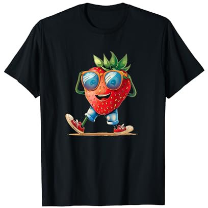 Modische Erdbeere in Sonnenbrillen und Schuhen T-Shirt