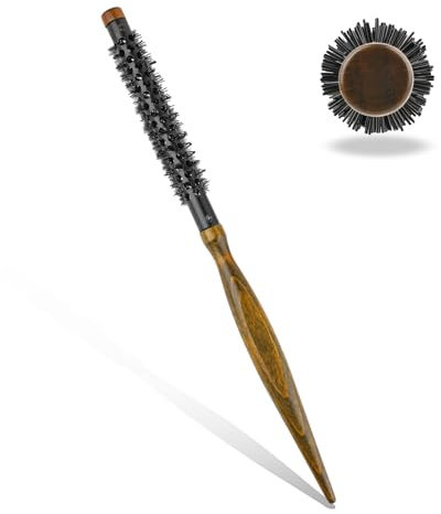 Mini Rundbürste zum Föhnen 26,5 cm Klein Rollenbürste Reise Lockenbürste mit Nylonborsten Bart Bürste Styling Haarbürste für kurzes und dünnes Haar