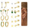 JeweBella 10 Paar Hypoallergen Ohrringe Gold/Silber für Damen Mädchen Medizinische Ohrstecker Chirurgenstahl Helix Piercing Ohr Zirkonia Knorpel Creolen Hängend Ohrringe Set für Mehrere Ohrlöcher