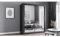 Fabryka Mebli Idźczak Kleiderschrank mit Spiegel - Schwebetürenschrank - Schlafzimmerschrank - 64 x 180 x 215 cm - Wohnzimmerschrank - Garderobenschrank, schwarzer Schrank mit Zwei Türen, modern