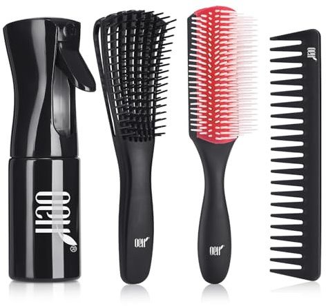 OEH Haarbürsten, Entwirrungsbürste für Frauen, Männer und Kinder, mit Entwirrungsbürste, Haarsprühflasche, 9-reihige Bürste (Rot)