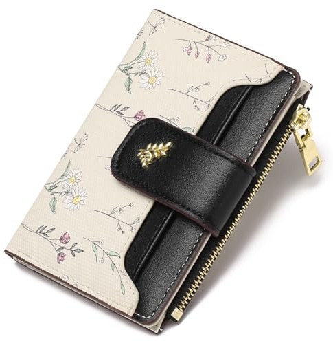 GAEKEAO Portafoglio Donna Piccolo RFID Blocking Leather Bifold Zipper Pocket Wallet Titolare di Carta di Credito con Finestra ID