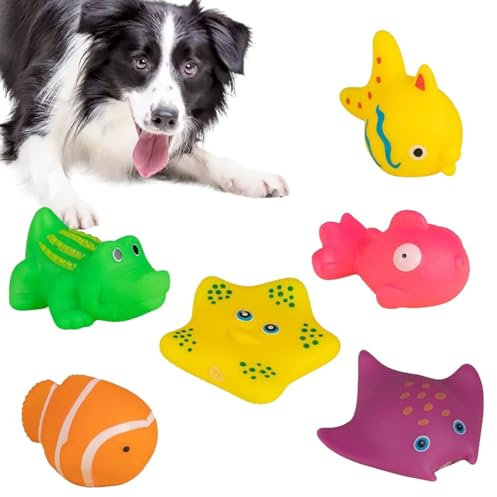 Besreey Katzen-Poolspielzeug,Katzen-Pool-Wasserspielzeug, 6 Stück quietschendes schwimmendes Poolspielzeug für Katzen, Schwimmendes Badefischspielzeug für gelangweilte Hauskatzen für Garten, Pool,