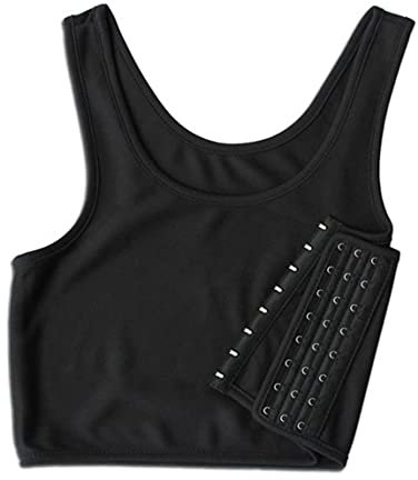 Jeorywoet Sport Bra atmungsaktive Flachkompression Brust Binder für Panzer BH Lesbian Weste Schwarzs Sport Bra