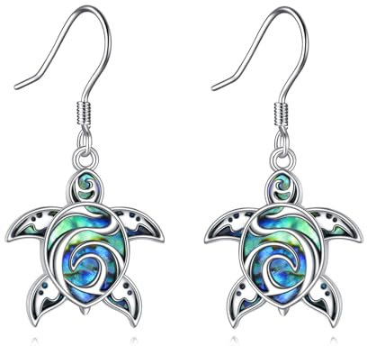 VENACOLY Schildkröte Dangle Ohrringe 925 Sterling Silber Abalone Shell Schildkröte Tropfen Ohrringe Ozean Schmuck Geschenke für Schildkröte Liebhaber