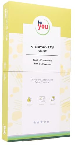 for you vitamin D3 + K2 test - Selbsttest für zuhause - Testkit Vitamin D3 + K2 - Spiegel messen - Bedarf erkennen - Verständlich aufbereitete Testergebnisse - Leicht umsetzbare Empfehlungen
