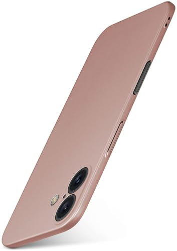moex Alpha Case für Apple iPhone 16 Hülle Ultra Dünn, Schutzhülle mit erhöhtem Kameraschutz, Slim Cover Hardcase Backcover, Dünnste Handyhülle Minimalistisch, Rosegold