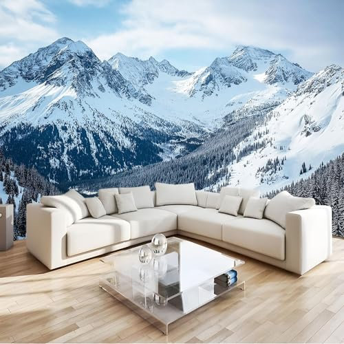 Grau Fototapete Kinderzimmer 250 x 175cm Berge Schnee Berglandschaft Fototapete Wandbild Vlies Tapeten 3D Effekt Schlafzimmer Wandbild TV Hintergrund Moderne Dekoration