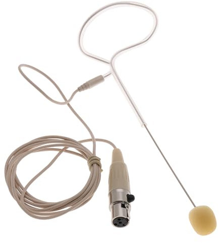 The Lord of the Tools 1pc Micrófono de Diadema XLR con Conector TA4F de 4 Pines Y Gancho para La Oreja Compatible con Transmisor de Bolsillo Inalámbrico Shure (Beige)