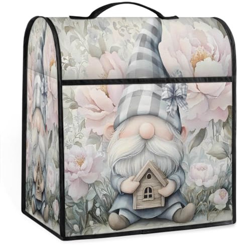 Mexpekil Gartenzwerg mit Blumenmuster, Küchenständer, Mixer-Abdeckung, 5–8 Quart mit Taschen, staubdicht, für Lebensmittel, Kaffeemaschine, Mixer, Geräteabdeckungen