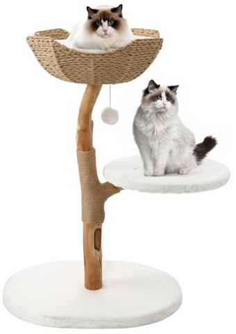 BUMUBI Modern Cat Tree Wood Tower for Indoor Tall Condo Cat Climbing